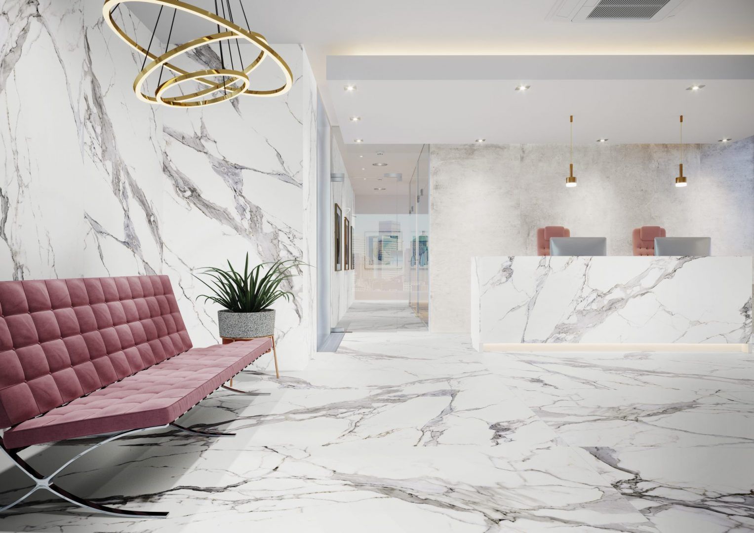 Плитка напольная керамогранит Calacatta White Poler